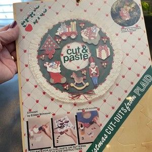 VINTAGE WOODEN CUT & PASTE Christmas Cut Outs from Plaid Ornaments 59208 Crafts